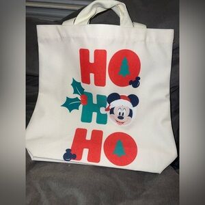 Disney Holiday Tote Bag Mickey Mouse Bag Cream with Red and Green Accents
